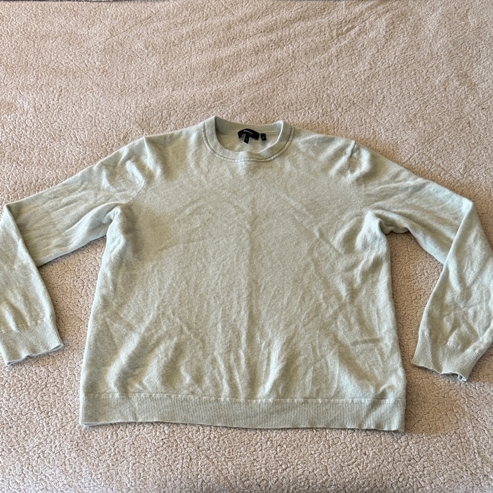 Theory Women's Light Green 100% Cashmere Crewneck Sweater XL